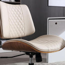 Armless Office Chair With Wheels Beige PU Leather Ergonomic