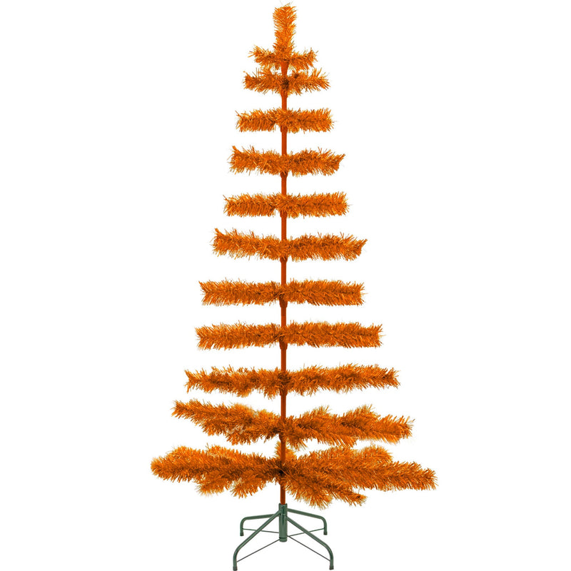 Orange Tinsel Christmas Tree