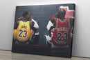 Michael Jordan and LeBron James Poster Lakers Bulls Basketball Hand Made Posters Canvas Print Wall Art Home Decor