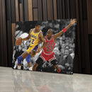 Michael Jordan & Magic Johnson Canvas – Bulls Lakers Basketball Wall Art for Home
