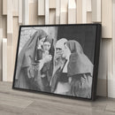 Smoking Nuns Canvas Wall Art - Funny Religious Wall Decor Print