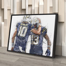 Justin Herbert & Keenan Allen Canvas Art – Los Angeles Chargers Wall Decor