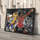 Michael Jordan & Magic Johnson Canvas – Bulls Lakers Basketball Wall Art for Home