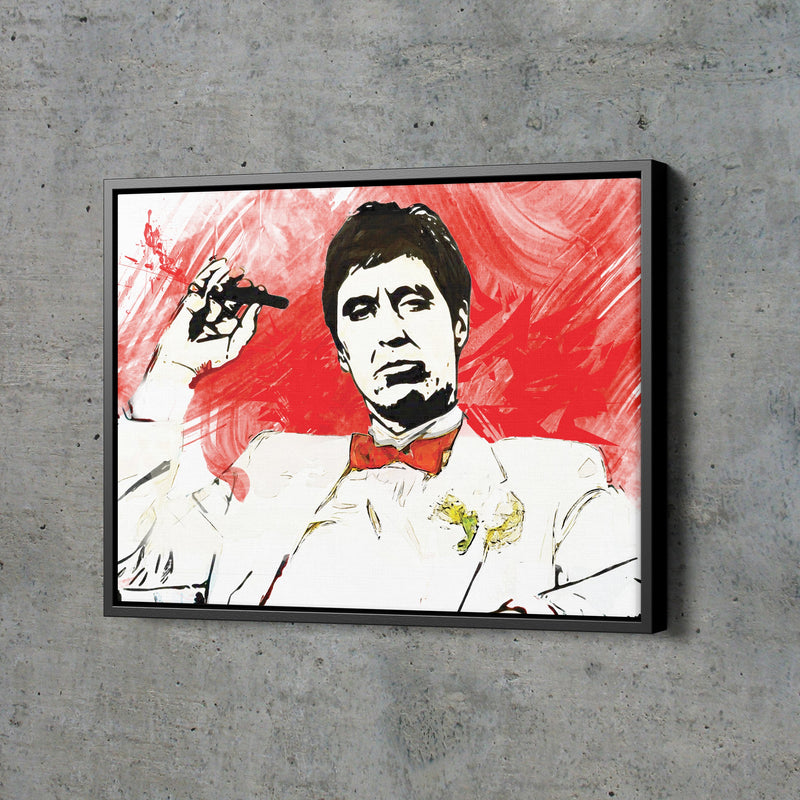 Scarface Poster Tony Montana Smoking Illustration Hand Made Posters Canvas Print Wall Art Home Decor