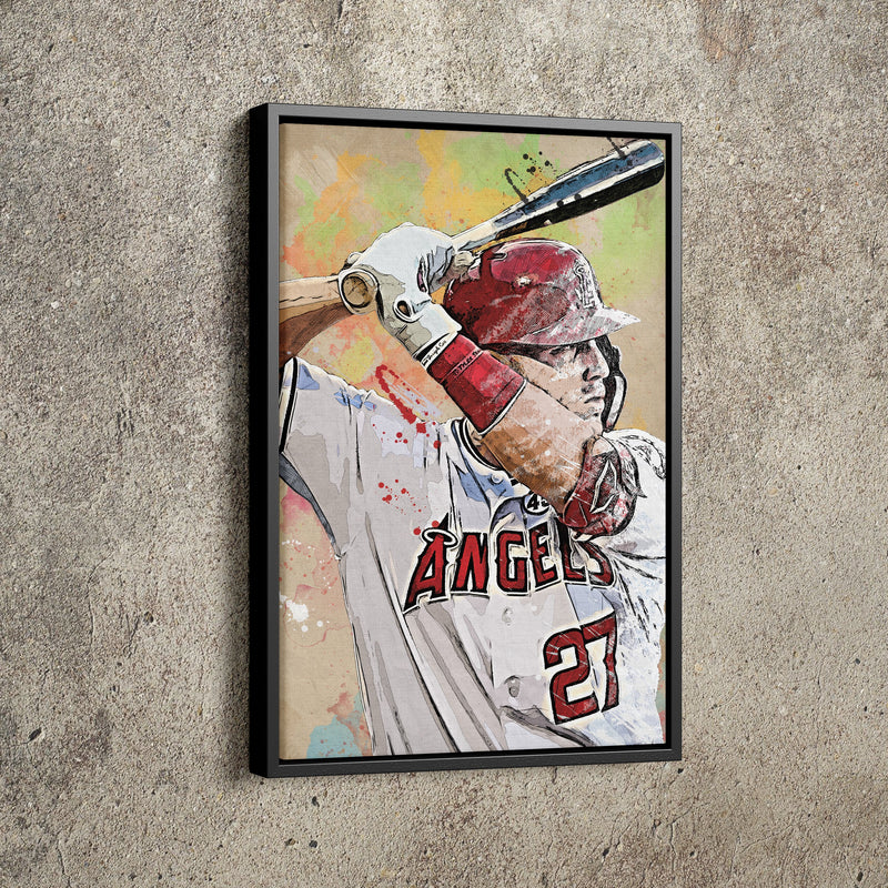 Mike Trout Poster Los Angeles Angels Baseball Hand Made Posters Canvas