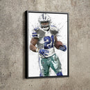 Ezekiel Elliot Poster Dallas Cowboys Painting Football Hand Made Posters Canvas Print Kids Wall Art Home Man Cave Gift Decor