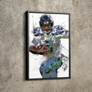 Russell Wilson Poster Seattle Seahawks Football Painting Hand Made Posters Canvas Framed Print Wall Kids Art Man Cave Gift Home Decor