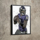 Lamar Jackson Poster Baltimore Ravens Football Painting Hand Made Posters Canvas Framed Print Wall Kids Art Man Cave Gift Home Decor