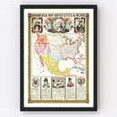 Vintage Map of Mexico And United States 1846