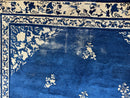 Hand-Knotted Antique Chinese Peking Wool Rug – 9’ x 11’5” – Distressed Blue, 19th Century