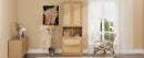 2 Doors Bookshelf with USB Port and 3 Drawers Side Cabinet Storage Shelves, Natural
