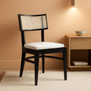 Galway Coastal Dining Chair Black Frame Cane Seat Cushion