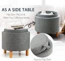 Grey Premium Microfiber Storage Ottoman Large Tray