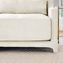 Elegant Four-Seater Sofa with Movable Ottoman and Lumbar Pillow, Beige Chenille Fabric, Solid Wood Frame, Ergonomic Design