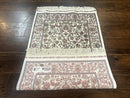 Small Turkish Silk Rug 2.6 x 4, Ivory, Allover Design, Bamboo Silk