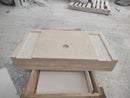 Troia Light Travertine Rustic Rectangular Wall-mount Bathroom Sink (W)16" (L)30" (H)5" back view