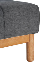 Modern Gray Fabric Ottoman With Walnut Finish WoodFrame