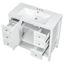 36' Bathroom Vanity with Sink Combo, One Cabinet and Three Drawers, Solid Wood and MDF Board, White (Old Sku:SY999505AAK)