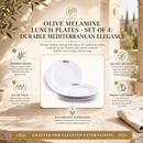 Olive Melamine Lunch Plates - Set of 4