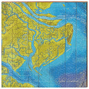 Tybee Island Map Home Decor Art Print on Real Wood