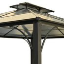 TREXM 10'x12' Hardtop Outdoor Gazebo, Heavy Duty Double Roof Patio Gazebo with Aluminum Frame, Double-Layer Side Walls Mosquito Netting & Privacy Curtains for Patio, Garden, Backyard (Grey)