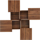 Square Marble Veneer Coffee Table Sliding Top with Storage in Walnut 39.4"