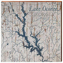 Lake Oconee Shabby Map Home Decor Art Print on Real Wood