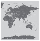 World Map Wallpaper Mural (Grey).