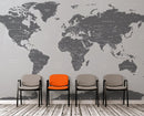World Map Wallpaper Mural (Grey).