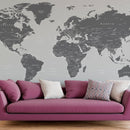 World Map Wallpaper Mural (Grey).