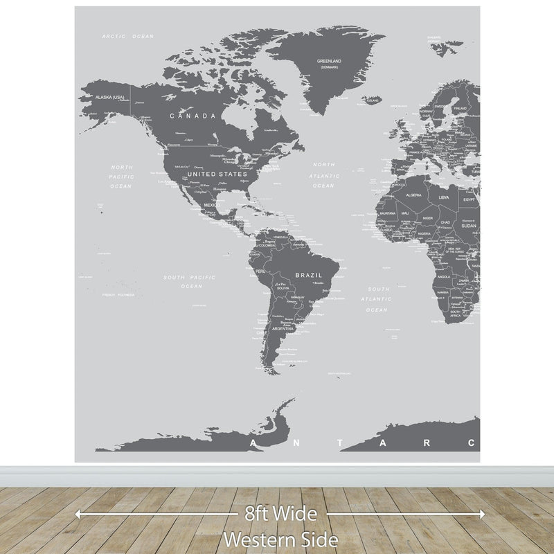 World Map Wall Mural (Grey).