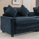Contemporary Chenille Upholstered Sectional Sofa with Ottomans, USB Ports, Cup Holders & Storage, Blue