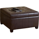 Marbled Brown Leather Storage Ottoman for Living Room