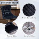 Velvet Swivel Bar Stools Adjustable Set Of 4 In Black