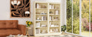 83' Tall Wood Bookcase Suite with light strip ,5-Tier Decor Bookcase Suite with Adjustable Shelves,Storage Organizer,Free Standing Storage Shelves Suite for Living Room,Home Office,Beige and Yellow