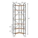 Modern 7 Shelf Bookcase with Thickened Iron Frame and Laminate in Brown MDF
