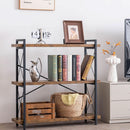 3 Tier Industrial Bookshelf Rustic Wood And Metal Open