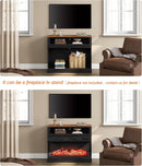 Two In One 100 Inch TV Stand Farmhouse Entertainment Center Dark Walnut And Black