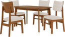 Brown Beige Space Saving Solid Wood Dining Set Chairs