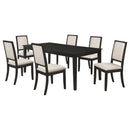 Louise 7-piece Rectangular Extension Leaf Dining Set Black