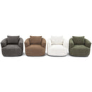 360° Swivel Barrel Sofa Chair with Throw Pillow, Chenille Upholstered Accent Chair, Beige, 38.2'
