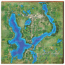 Lake Okoboji Map Home Decor Art Print on Real Wood