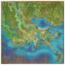 Louisiana Panhandle Map Home Decor Art Print on Real Wood