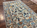 Persian Kashan Pictorial Rug 4.6 x 7, Hunting Scene, SIgned by Masterweaver, Animal Pictorials, Rare, Handmade, Wool, Vintage, Very Fine