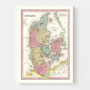 Vintage Map of Denmark 1836