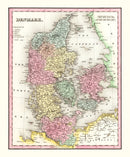 Vintage Map of Denmark 1836