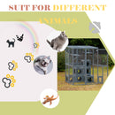 Grey Pine Wood Outdoor Cat House with Shelves and Weather Protection, Removable Wood Boxes