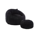 COOLMORE Modern Extra Large Round Bean Bag Chair with Footrest for Living Room, Chenille Fabric Lazy Sofa with Pillow for Adults, Teenagers,Child, Suitable for Bedroom, Dormitory, Study Room