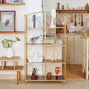 No Assembly Foldable Bookshelf 4 Tier Gold Bookcase