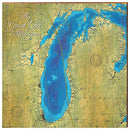 The Great Lake Michigan Map Home Decor Art Print on Real Wood